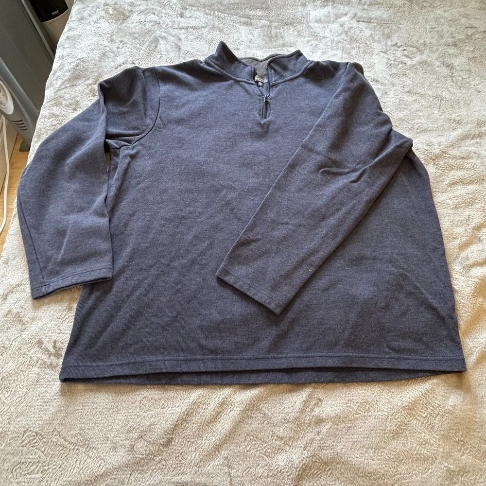 Mountain Ridge Denim blue men's quarter zip long sleeve shirt